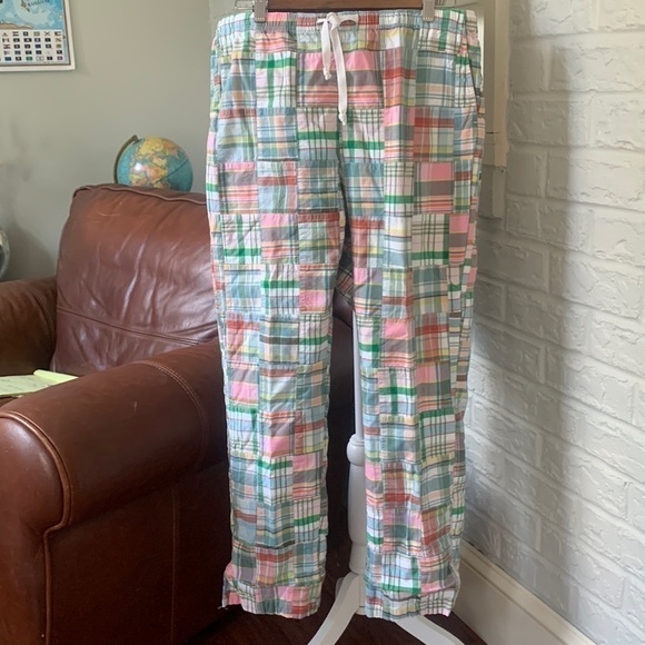 Orvis Pants - Orvis 90’s Patchwork Pink Comfy Drawstring Cotton Pull on Pants - Vintage